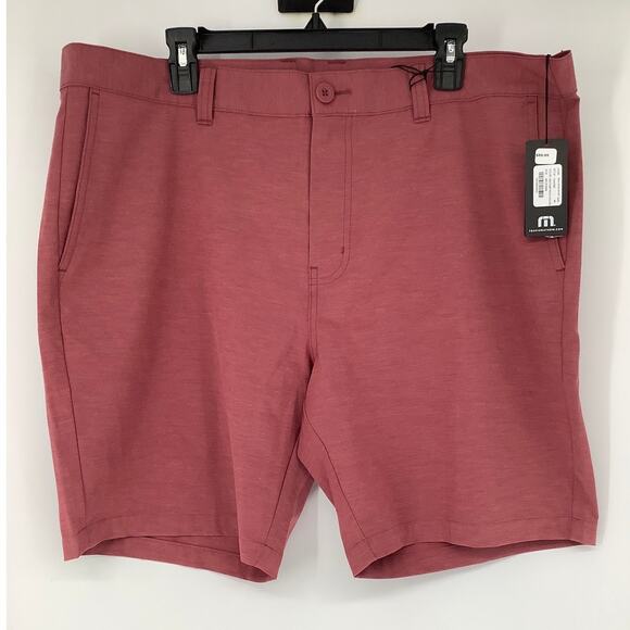 Travis Mathew Men's 40 Heather Roan Tech Chino Shorts Flat Front Preppy F12-3 - Picture 3 of 8